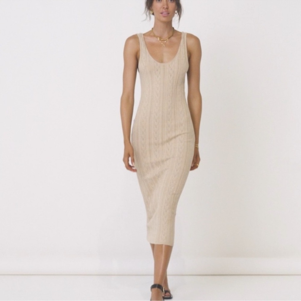 SPELL Frenchie rib medium shimmer dress in champagne